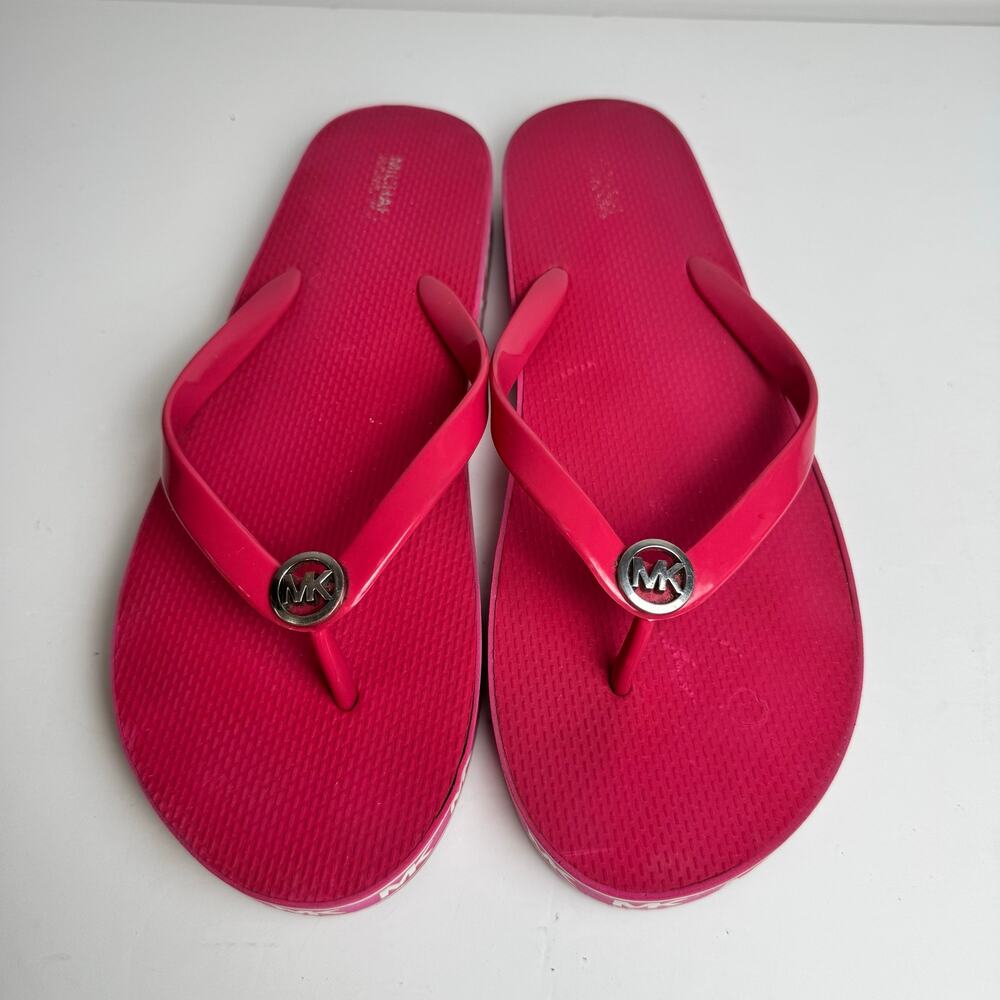 Michael Kors MK Pink Platform Flip Flops Rubber Thong Sandals Women’s No Size